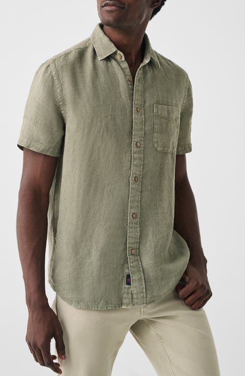 Men's Laguna Short Sleeve Linen Button-Up Shirt in Canyon Olive