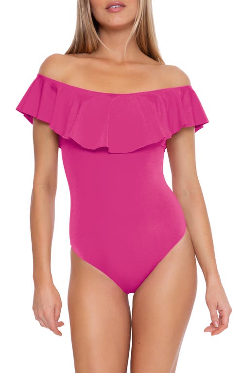 Shop Trina Turk Monaco Off The Shoulder Ruffle One-piece Swimsuit In Pink