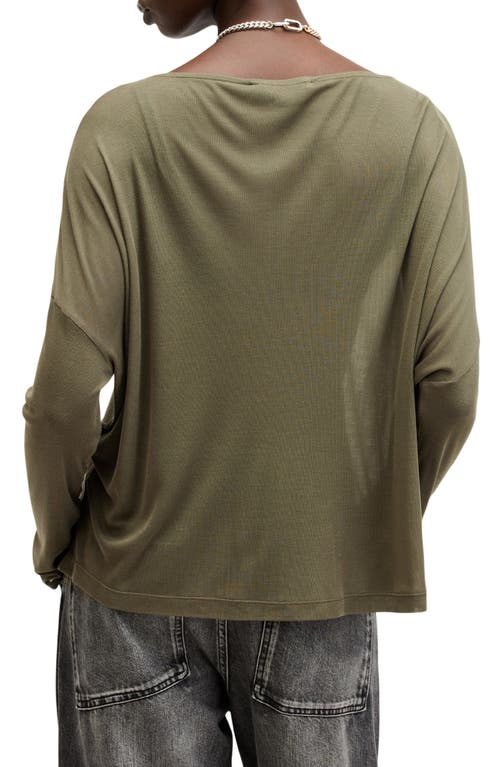 Shop Allsaints Rita Francesco Long Sleeve Boatneck T-shirt In Tarmac Green