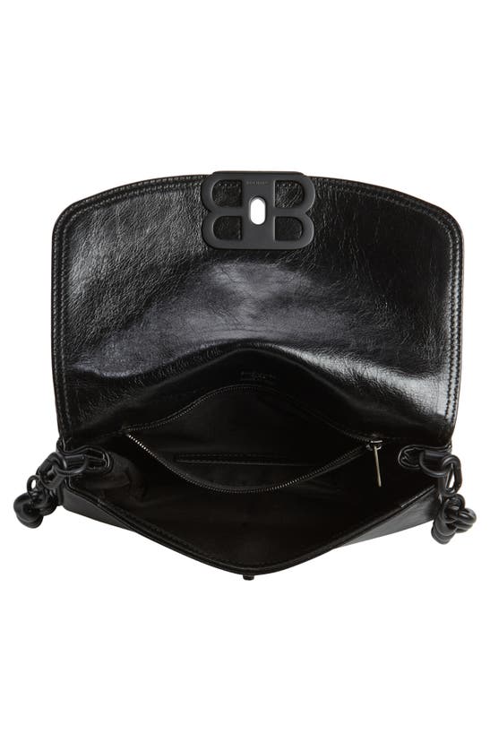 Shop Balenciaga Small Bb Soft Flap Leather Crossbody Bag In Black