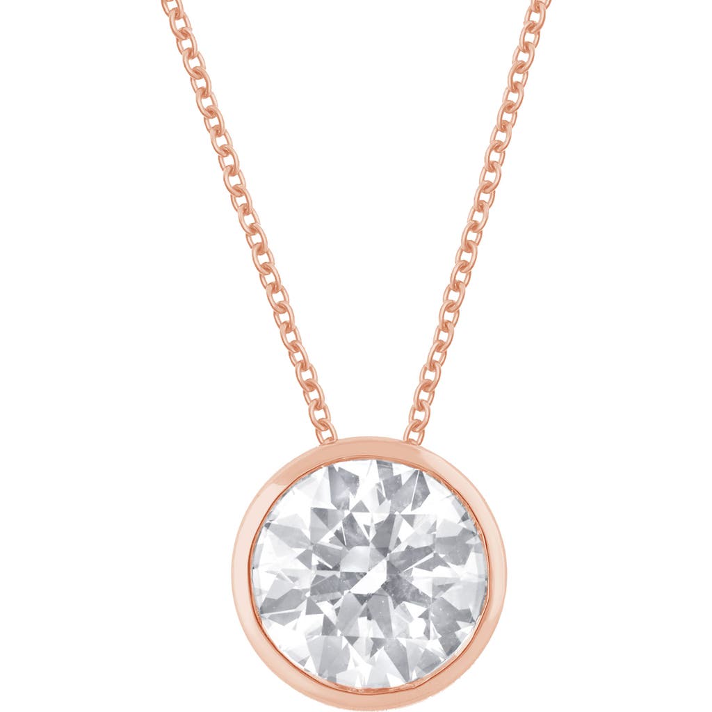 Shop Badgley Mischka Collection Round Cut Lab Created Diamond Necklace In Rose Gold