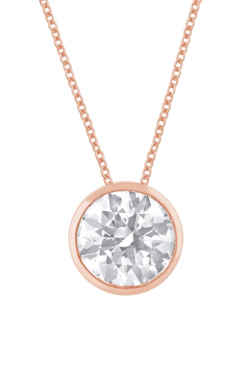Shop Badgley Mischka Collection 14k Gold Round Cut Lab-created Diamond Pendant Necklace In Rose Gold