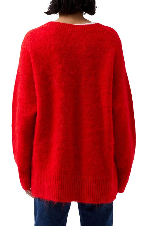 Shop French Connection Oversize V-neck Sweater In Red