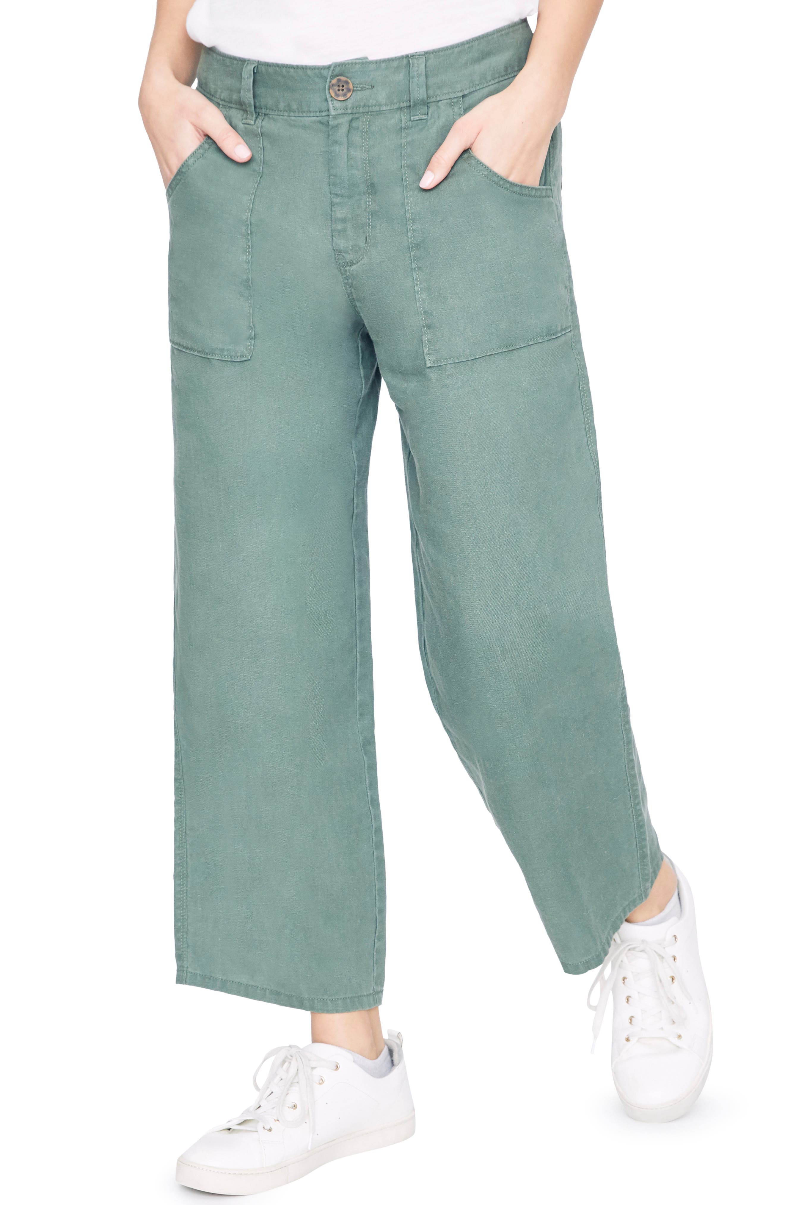 Sanctuary Traveler Wide Leg Crop Pants, 7 - Green