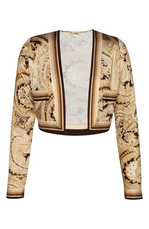 Shop L Agence L'agence Adaline Paisley Swim Cardigan In Chocolate