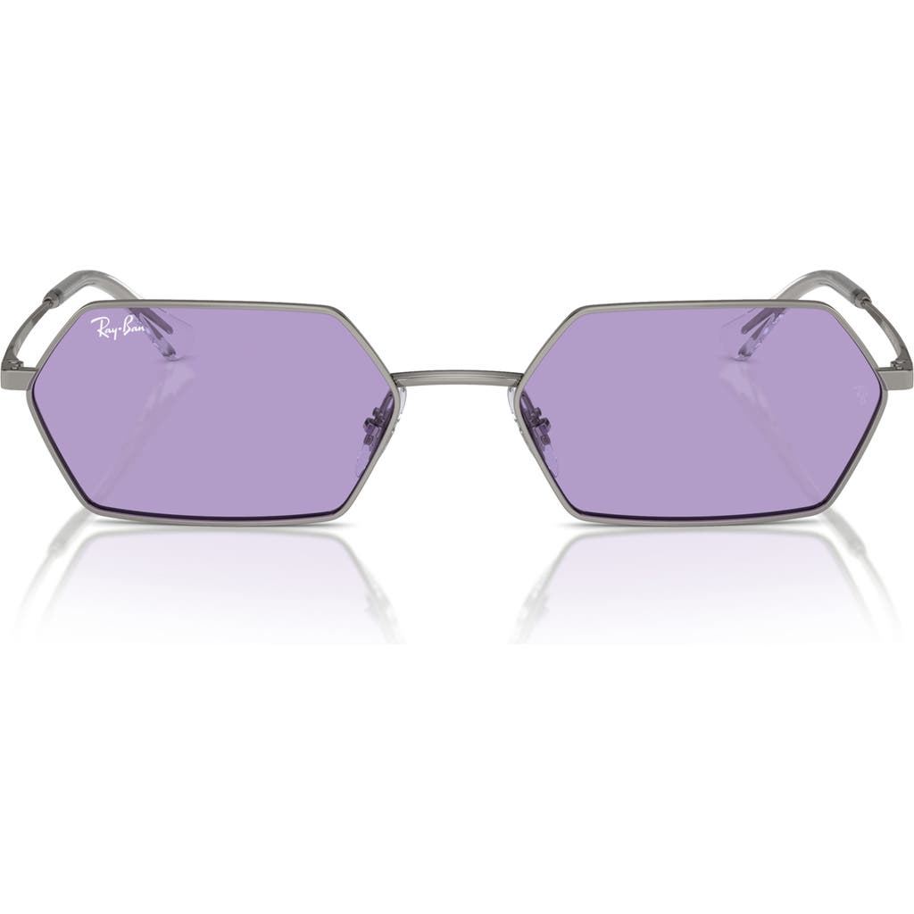 Ray Ban Ray-ban 55mm Frameless Rectangle Sunglasses In Gunmetal/purple