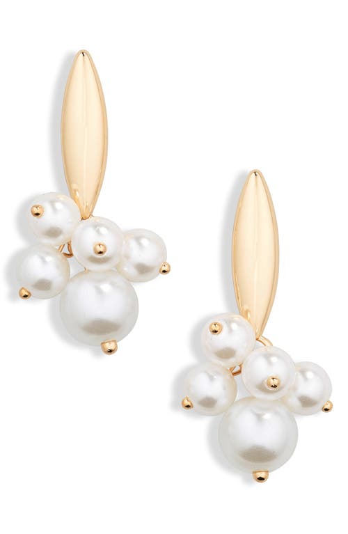 Shop Nordstrom Rack Imitation Pearl Cluster Drop Earrings In Pearl/gold