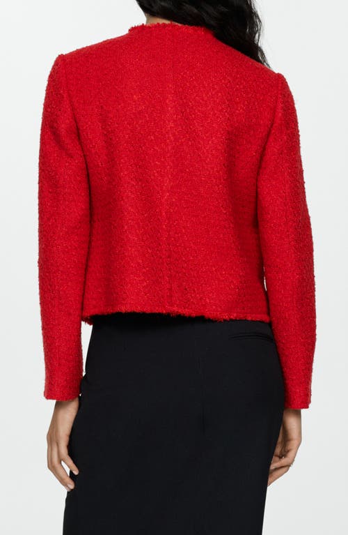 Shop Mango Pocket Tweed Jacket In Red