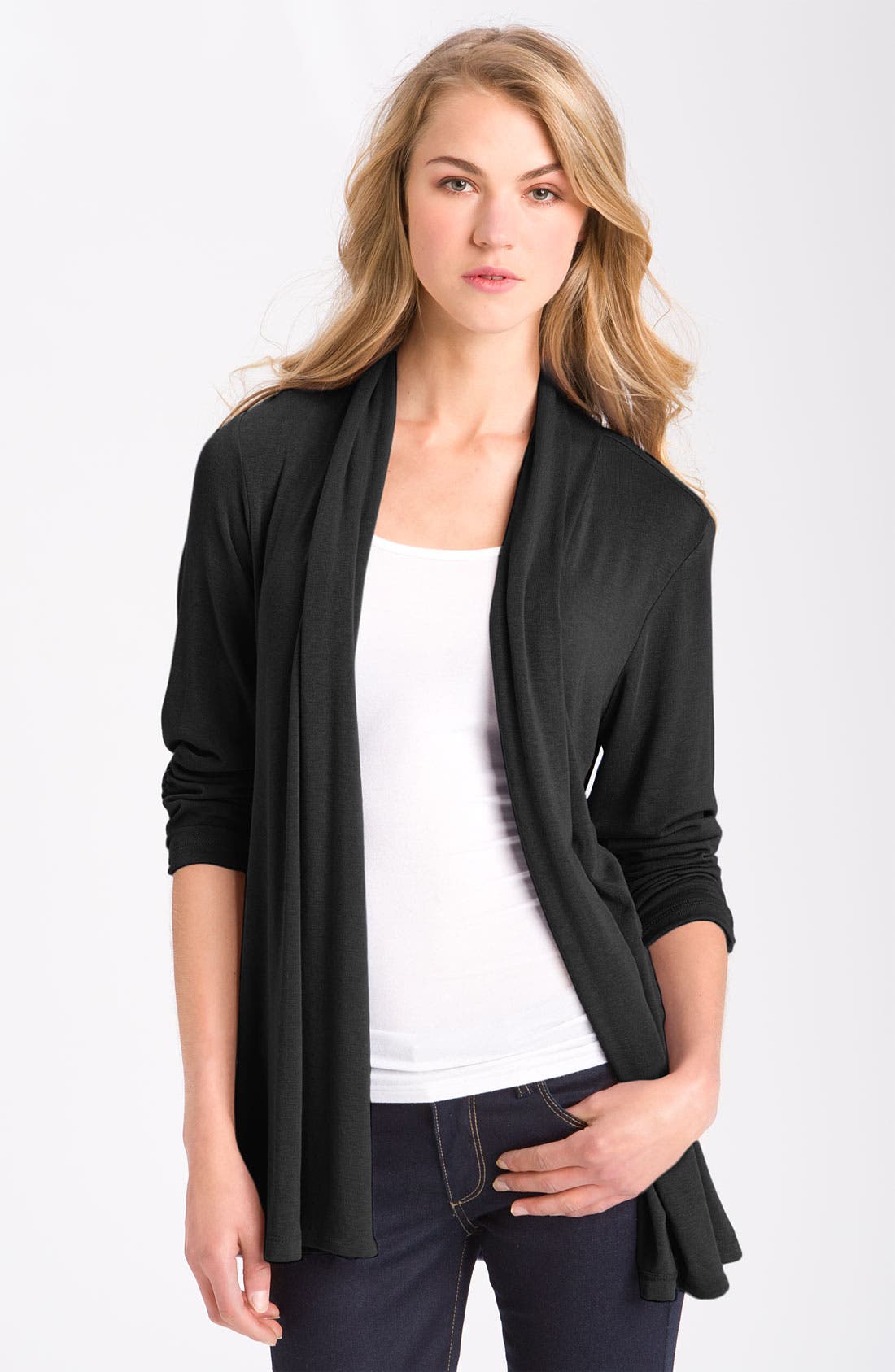 MOD.lusive Ruched Sleeve Long Cardigan (Nordstrom Exclusive) | Nordstrom