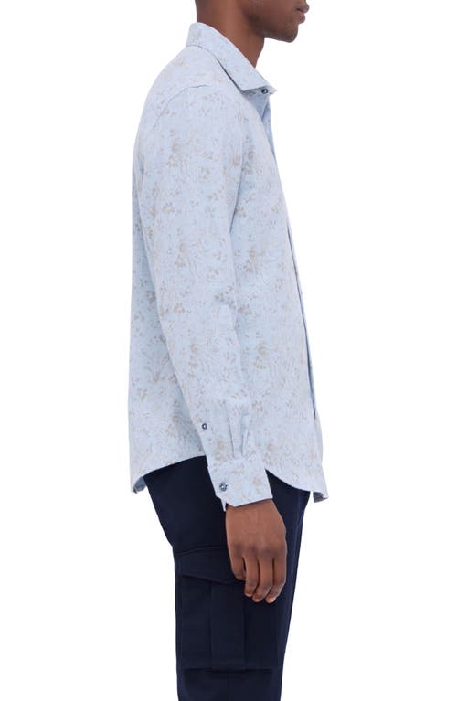 Bugatchi Axel Shaped Fit Abstract Floral Print Button-up Shirt In Dusty Blue