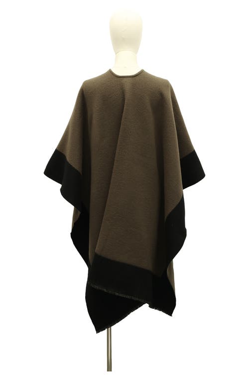 Allsaints Logo Border Wool Ruana In Green/black
