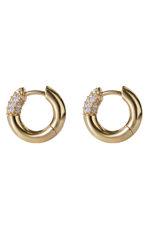 Cubic Zirconia Pavé Huggie Hoop Earrings in Gold