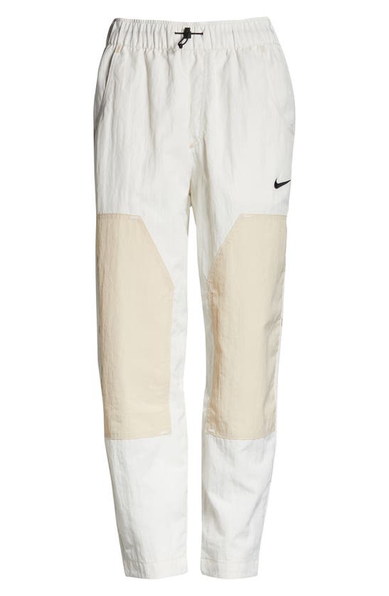 Nike Swoosh Woven High Waist Paneled Pants In Cream-white In Phantom/ Sanddrift/ Black