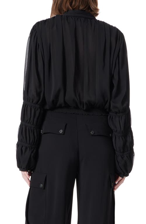 Dee Ocleppo Smocked Chiffon Top In Black