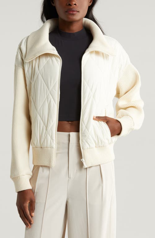 Shop Zella Hybrid Zip Front Jacket In Ivory Egret