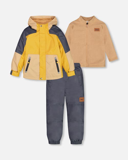 Deux Par Deux Baby Boy's 3 In 1 Mid Season Set Colorblock Yellow, Beige And Gray in Yellow, Beige And Grey at Nordstrom