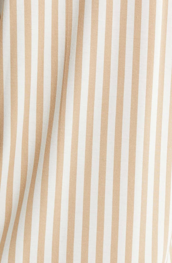 Shop Nordstrom Moonlight Eco Knit Pajamas In Beige Hummus Skinny Stripe