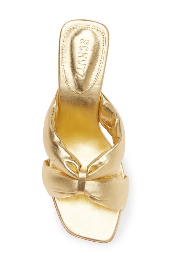 Shop Schutz Fairy Block Heel Slide Sandal In Ouro Claro Orch