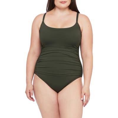 Plus Size La Blanca Island One-Piece Swimsuit, Green