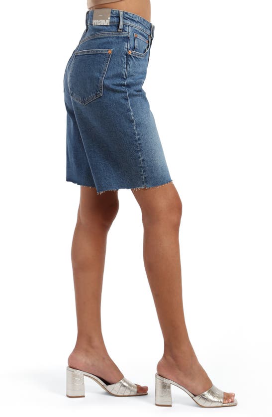 Mavi Jeans Selina Cutoff Bermuda Denim Shorts In Mid Brushed Recycled Blue