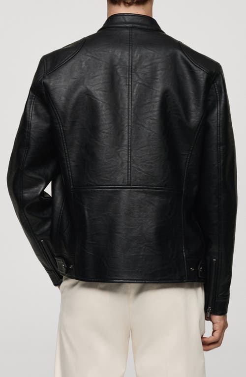 MANGO MANGO FAUX LEATHER ZIP JACKET 