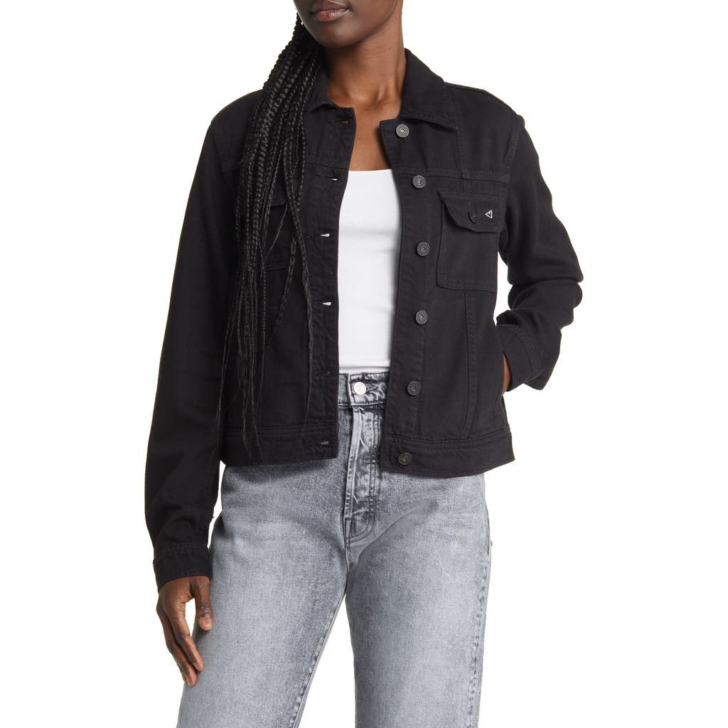 Shop Hidden Jeans Fitted Denim Trucker Jacket In Black