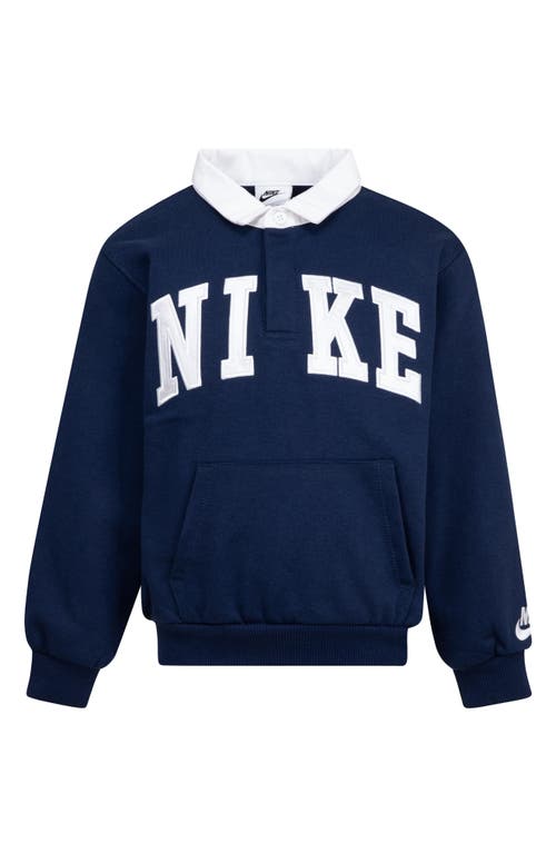 Shop Nike Kids' Sportswear Club Polo Sweatshirt In Midnight Navy