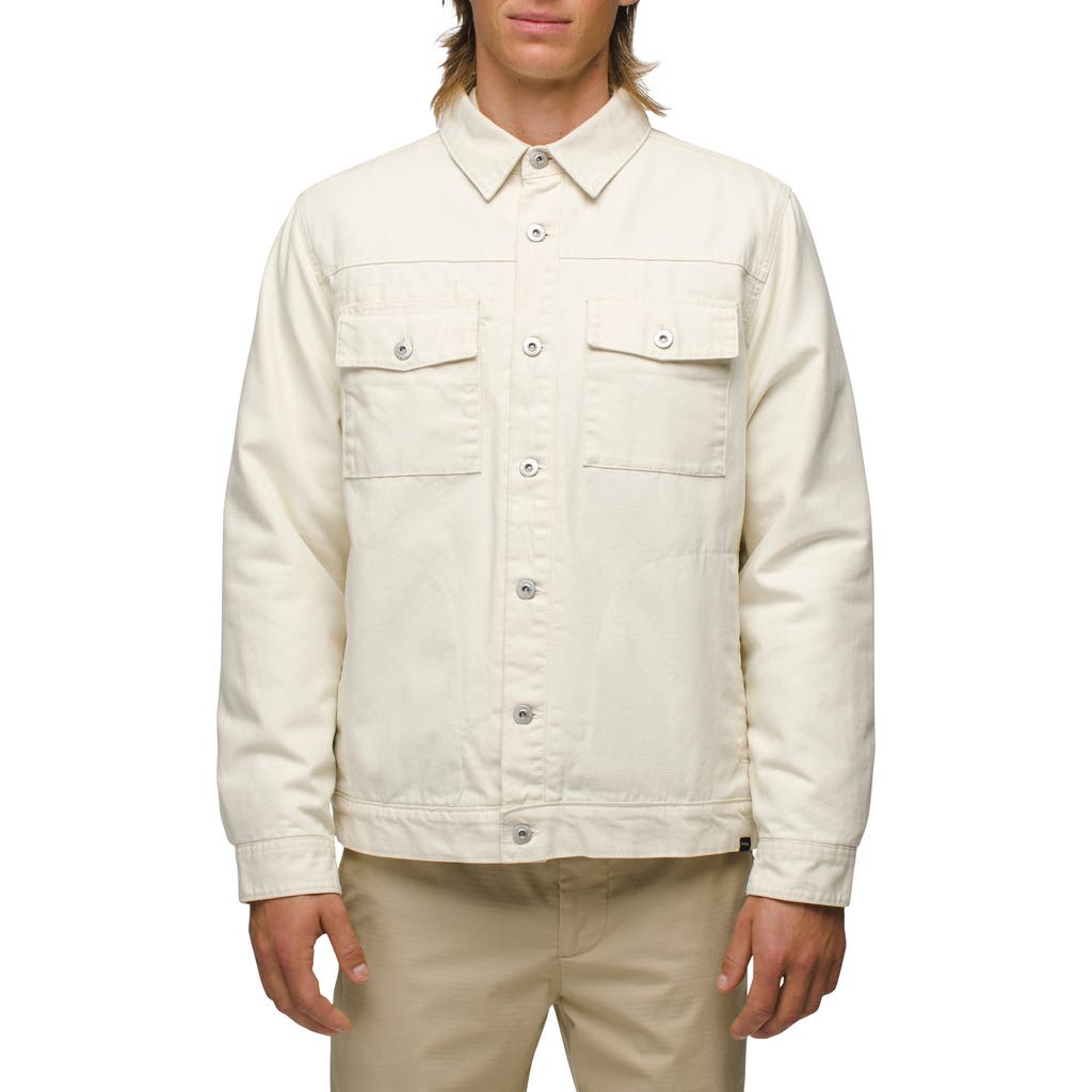 Prana Grover Flannel Lined Canvas Jacket In Chalk
