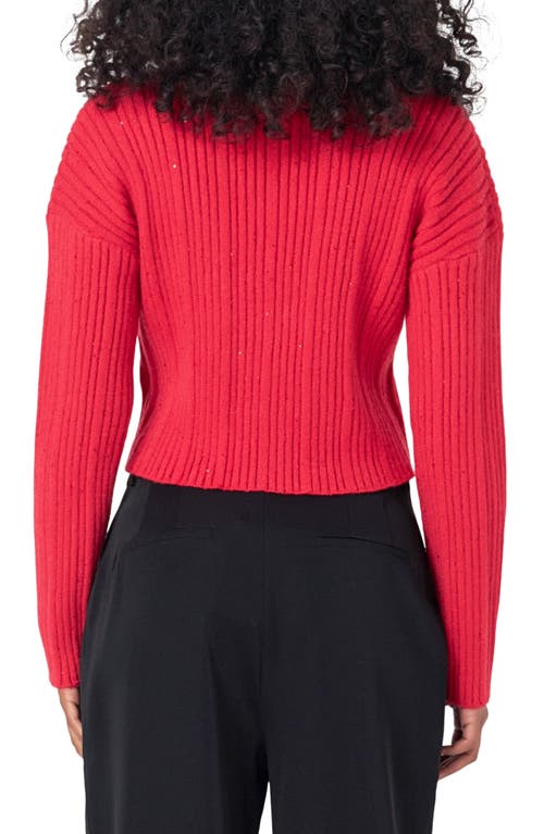 Endless Rose Sequin Crop Sweater In Red
