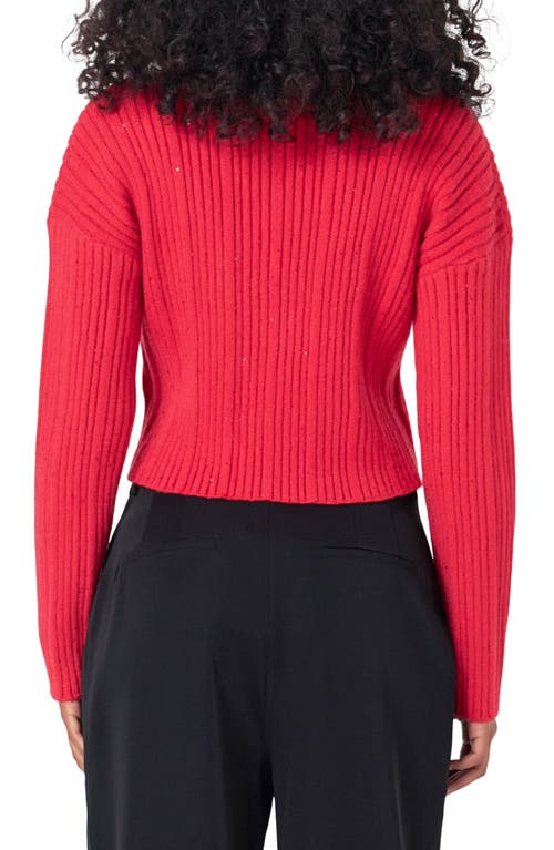 Shop Endless Rose Sequin Crop Sweater In Red