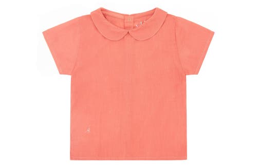 Shop Vild House Of Little Organic Cotton Woven Collared Shirt In Coral-madder Plant Dye