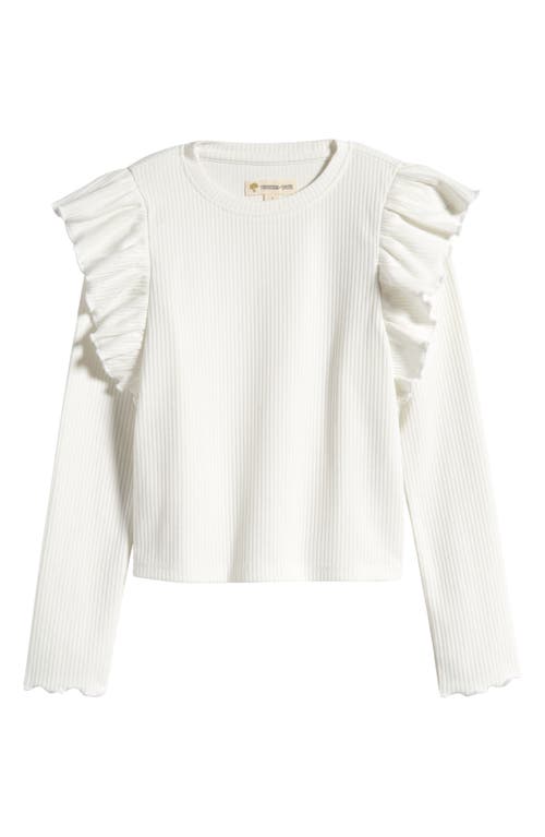 Shop Tucker + Tate Kids' Ruffle Sleeve Rib Top In White Snow