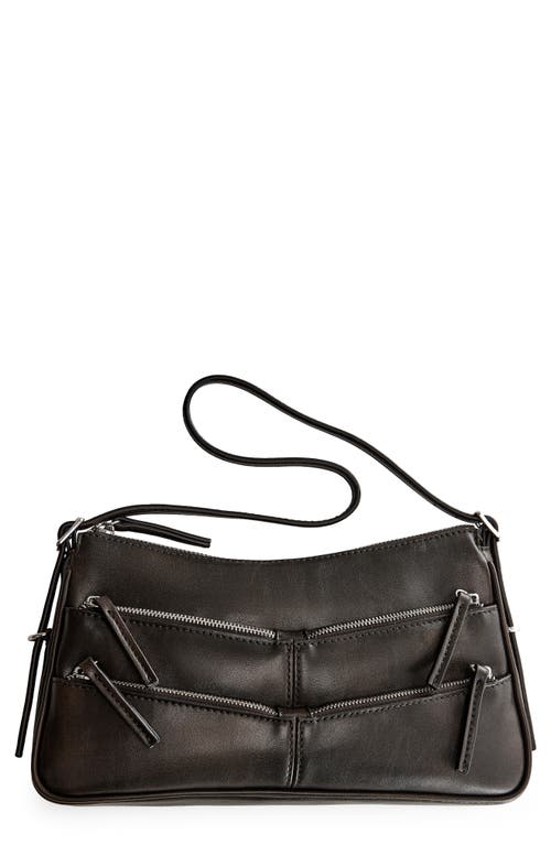 Zip Detail Shoulder Bag in Charcoal