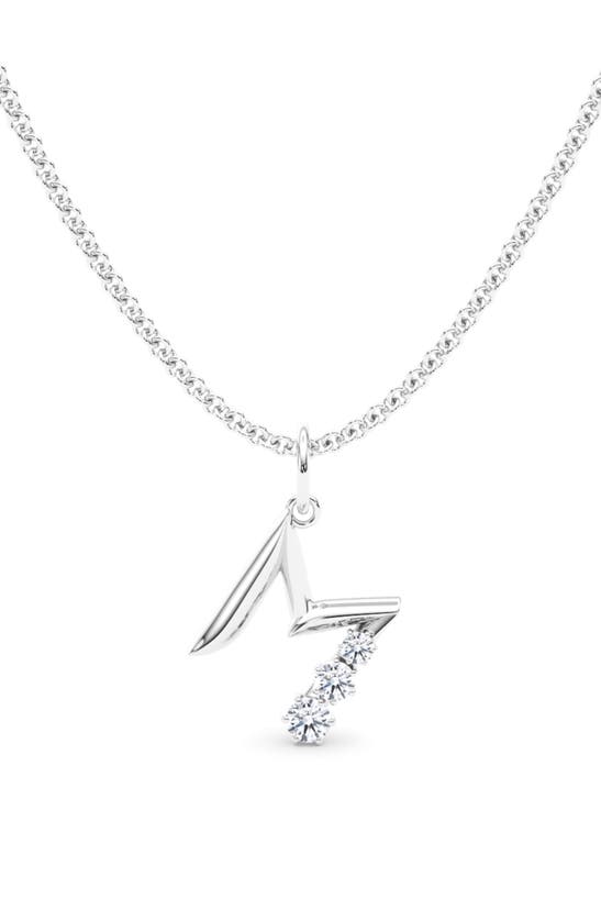 Hautecarat Graduated Lab-created Diamond Initial Letter Pendant Necklace In M - 18k White Gold