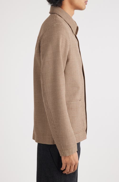 Shop Dries Van Noten Callop Houndstooth Wool Blend Button-up Shirt In Camel