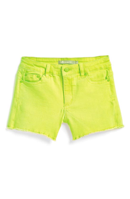 Shop Tractr Kids' Neon Cutoff Denim Shorts In Neon Yellow