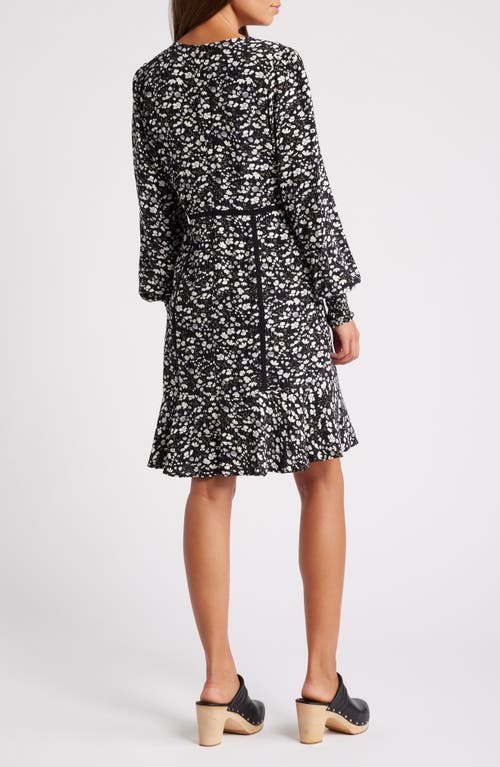 Shop Caslonr Caslon(r) Floral Long Sleeve Dress In Black- Grey Floral Fields