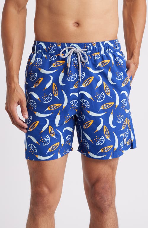 Tom & Teddy Chilli Swim Trunks in Blue & Orange 