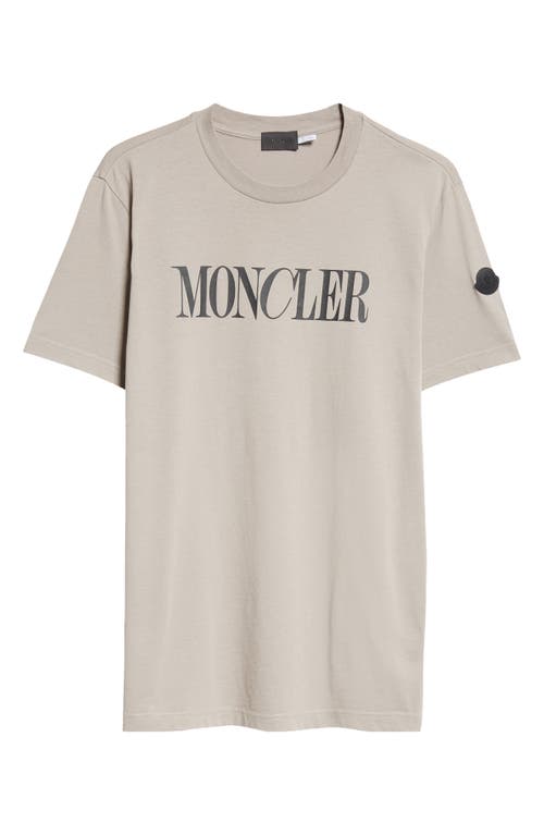 Shop Moncler Cotton Logo Graphic T-shirt In Beige