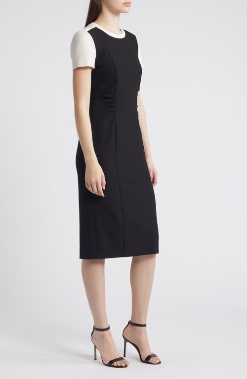 Shop Hugo Boss Boss Dufeva Colorblock Sheath Dress In Black