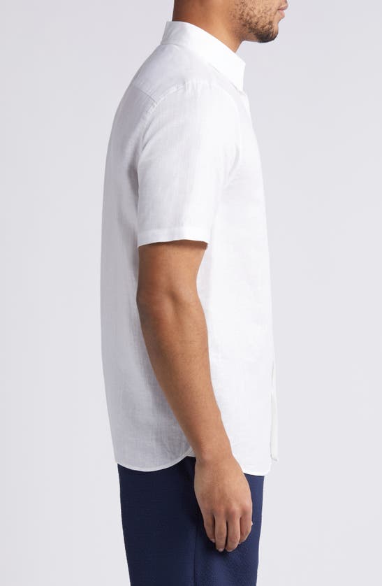 Shop Ted Baker Palomas Regular Fit Short Sleeve Linen & Cotton Button-up Shirt In White