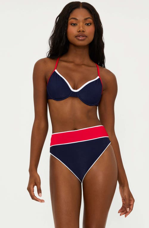 Shop Beach Riot Carlotta Colorblock High Waist Bikini Bottoms In Americana Colorblock