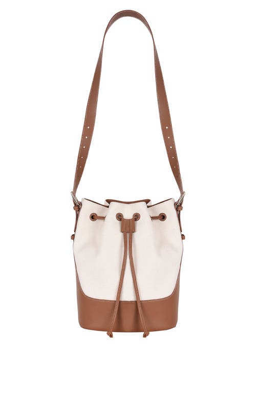 Shop Hyer Goods Canvas And Upcycled Leather Everyday Cinch Bucket Bag In Natural