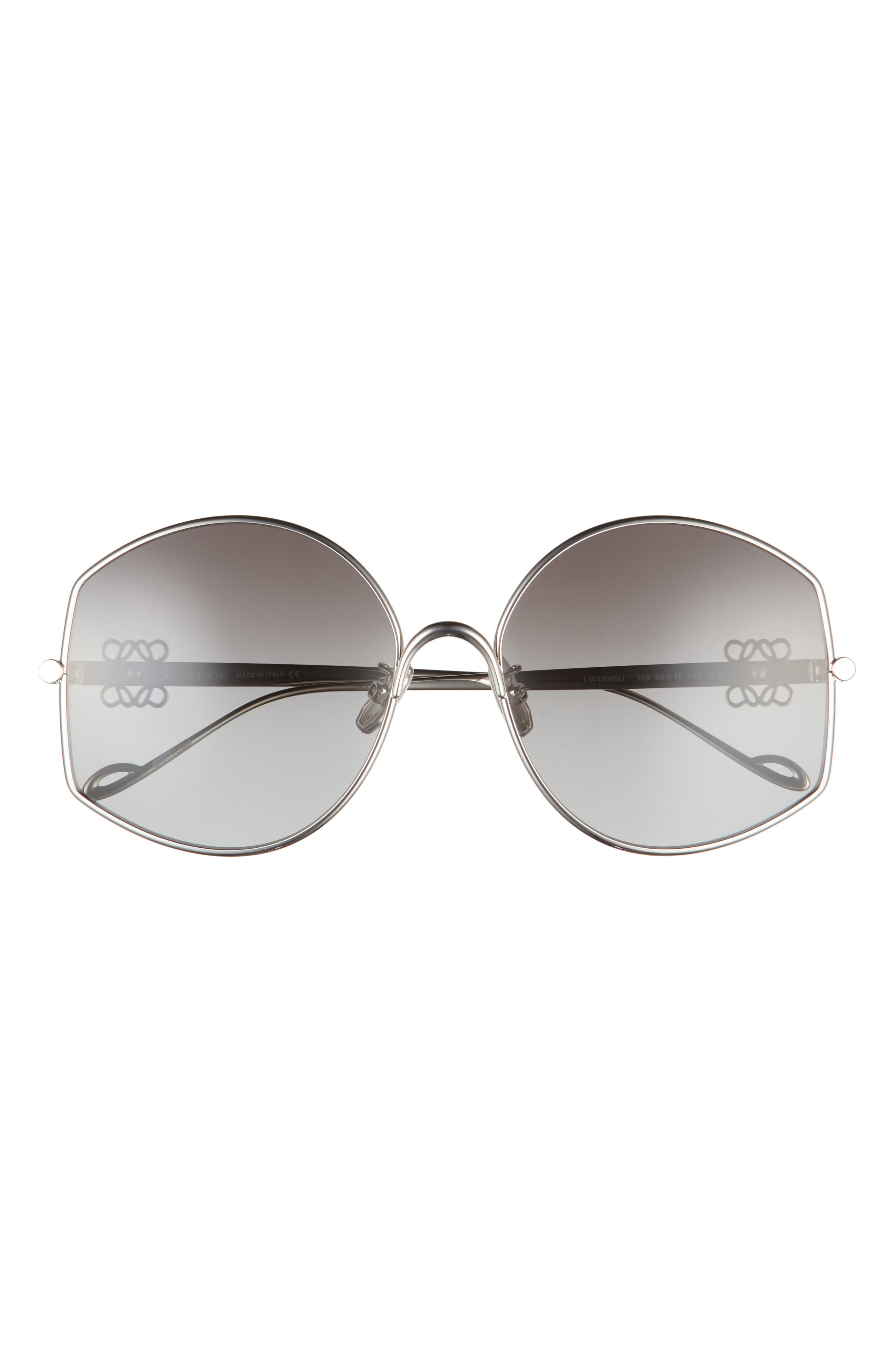 Loewe 60mm Round Sunglasses in Shiny Palladium /Gradient at Nordstrom