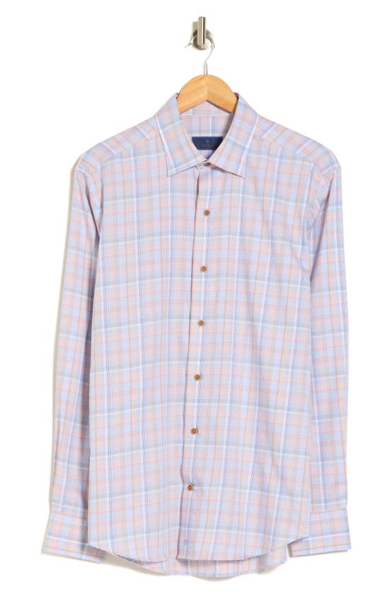 David Donahue Casual Plaid Cotton Twill Button-down Shirt In Blue/ Red