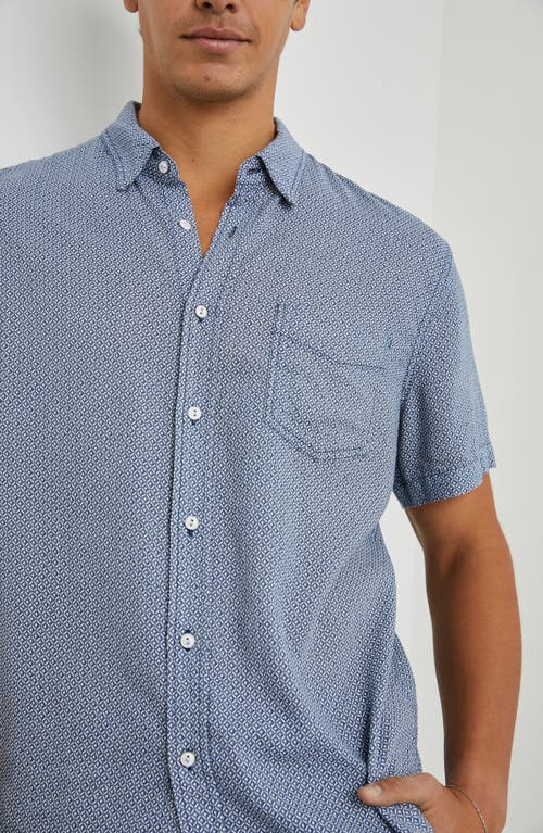 RAILS RAILS CARSON GEOMETRIC PRINT SHORT SLEEVE LINEN BLEND BUTTON-UP SHIRT 