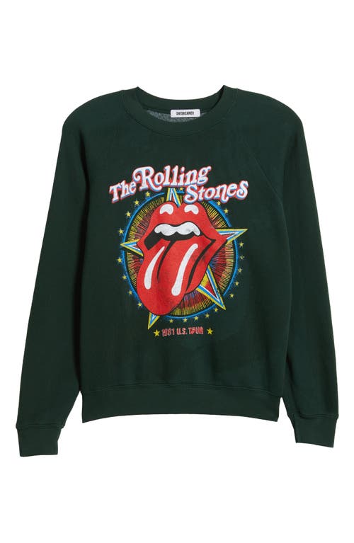 Shop Daydreamer Rolling Stones Fleece Graphic Sweatshirt In Vintage Green