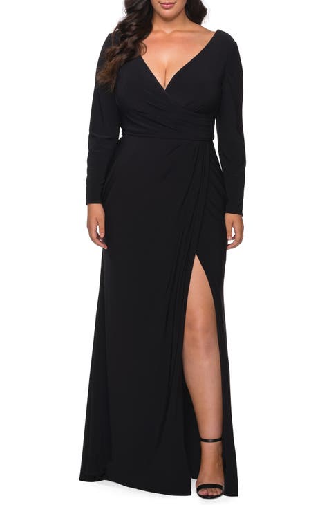 Plus Size Black Formal Dresses with short sleeve design  Black knee length  dress, Black formal dress short, Black dress formal