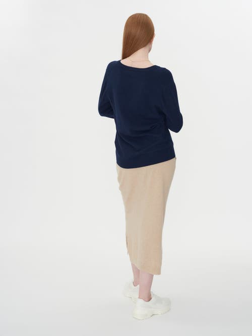 Shop Gobi Cashmere V-neck Sweater In Navy