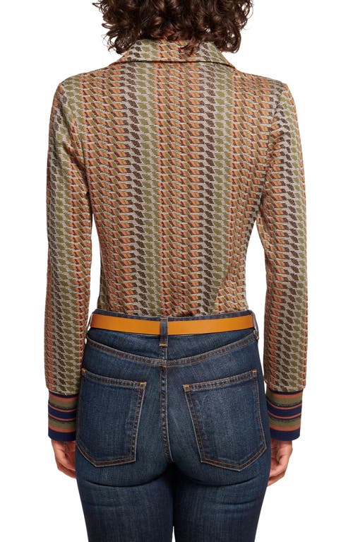 Shop Ramy Brook River Metallic Mixed Stripe Long Sleeve Top In Woodrose Multi Combo